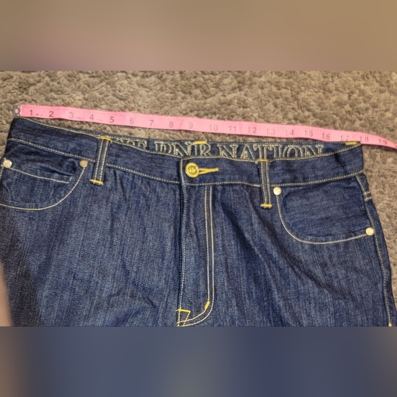 Y2k PNB Nation Sz 36 X 42 Embroidered Wide Leg Baggy Grunge Skater Denim Jeans - Picture 7 of 10